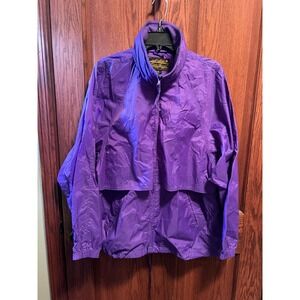 Vintage Eddie Bauer Purple Windbreaker Jacket Womens Hooded Mesh Lined N266